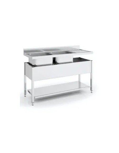 Fregadero con Mueble de Acero Inox. de Posición Izquierda 1600 x 700 Eratos
