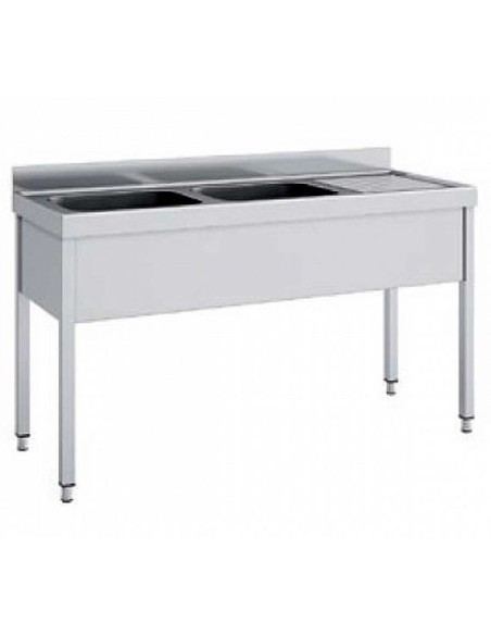 Fregadero Doble con Bastidor de Acero Inox. Posición Izquierda de 2000 x 700 Eratos