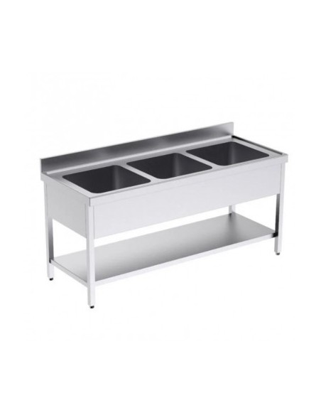 Fregadero Triple con Mueble de Acero Inox. de 1800 x 700 Eratos