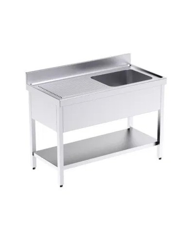 Fregadero con Bastidor  y Estante de Acero Inox. Posición Derecha de 1200 x 700 Eratos