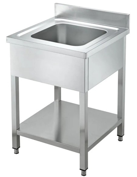 Fregadero con Bastidor  y Estante de Acero Inox. de 800 x 700 Eratos