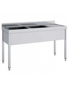 Fregadero Doble con Bastidor de Acero Inox. Posición Central de 2000 x 600 Eratos
