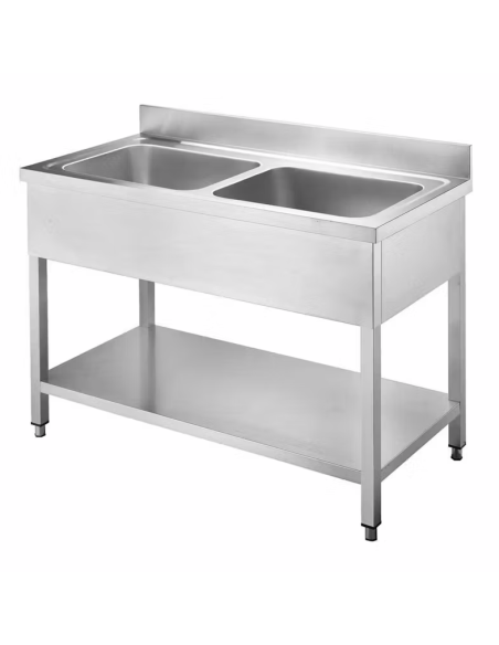 Fregadero Doble con Bastidor  y Estante de Acero Inox. de 1000 x 600 Eratos