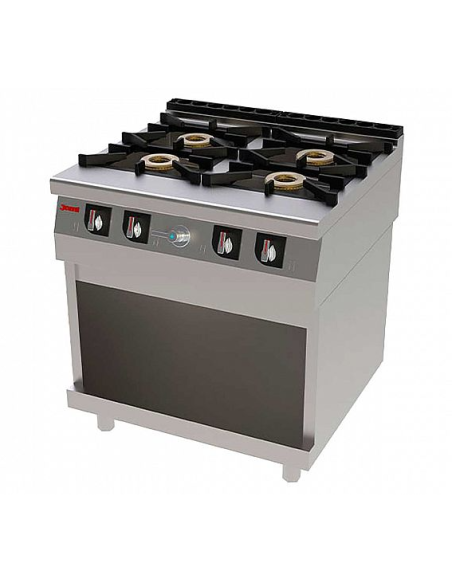 Cocina Industrial de Pie T741 CHEF (4 Quemadores con Mueble) Jemi