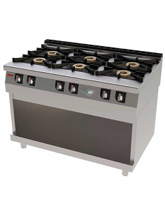 Cocina Industrial de Pie T761 CHEF (6 Quemadores con Mueble) Jemi