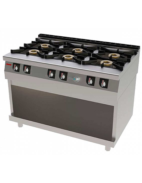 Cocina Industrial de Pie T761 CHEF (6 Quemadores con Mueble) Jemi