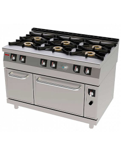 Cocina Industrial con Armario Caliente 761 CHEF (6 quemadores) Jemi
