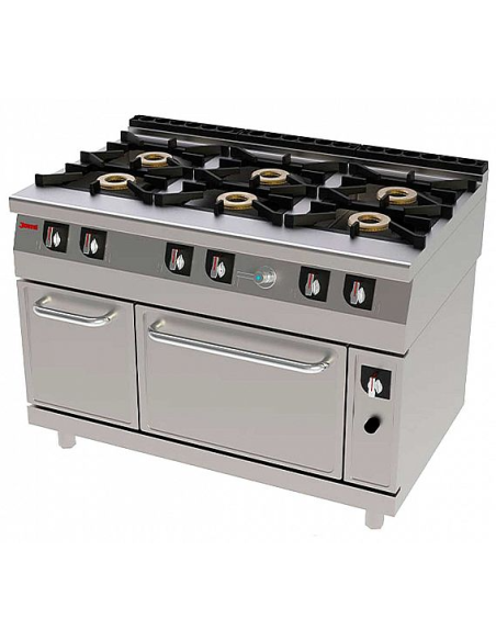 Cocina Industrial con Armario Caliente 761 CHEF (6 quemadores) Jemi