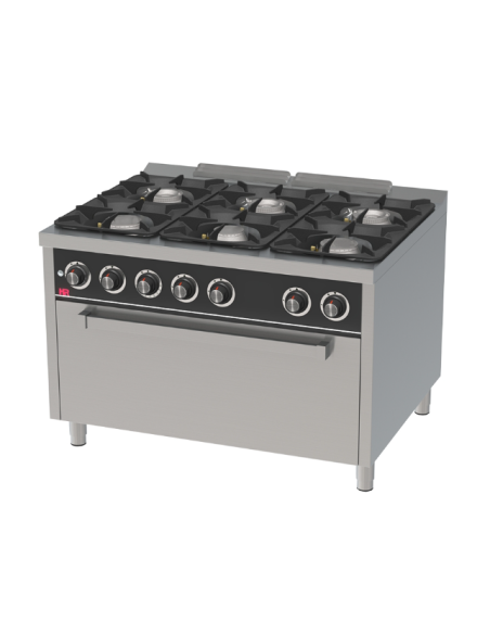 Cocina a gas 6 fuegos + horno serie 750-Compra online