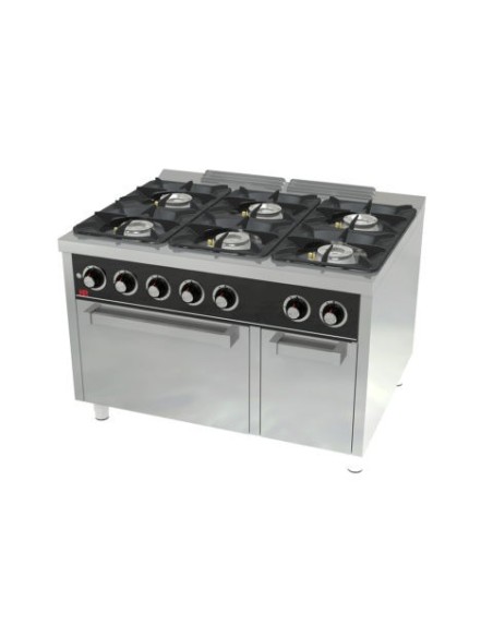 Cocina a gas 6 fuegos + horno serie 900