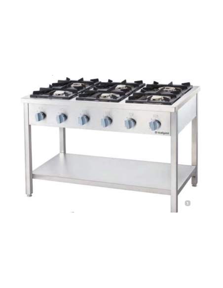 Cocina 6 Quemadores Atornillada 1200x700x850mm Stalgast