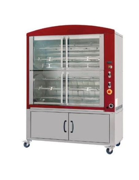 Asador de Pollos Doble Tambor Gas Espadas 145x68x123 Granita