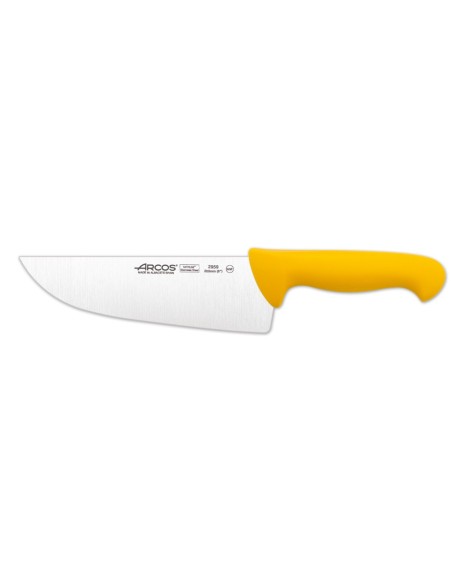 Cuchillo Carnicero Hoja Ancha de 200 mm, Mango Amarillo